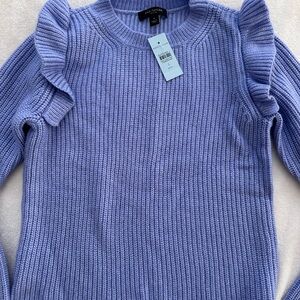 Ann Taylor Lavender Blue Ruffle Sweater